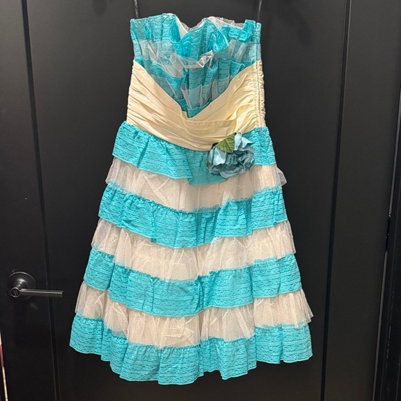 Betsey Johnson Dresses & Skirts - Betsey Johnson Blue and White Ruffled Dress